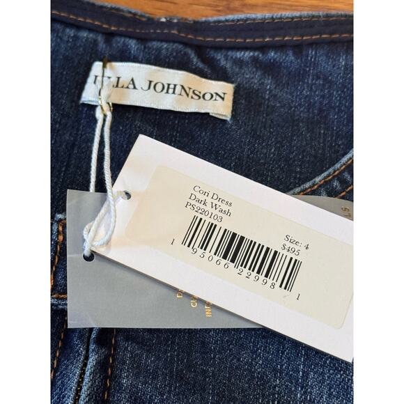 ULLA JOHNSON Cori Dress Dark Wash denim long puff sleeve romper size 4 - Picture 10 of 15